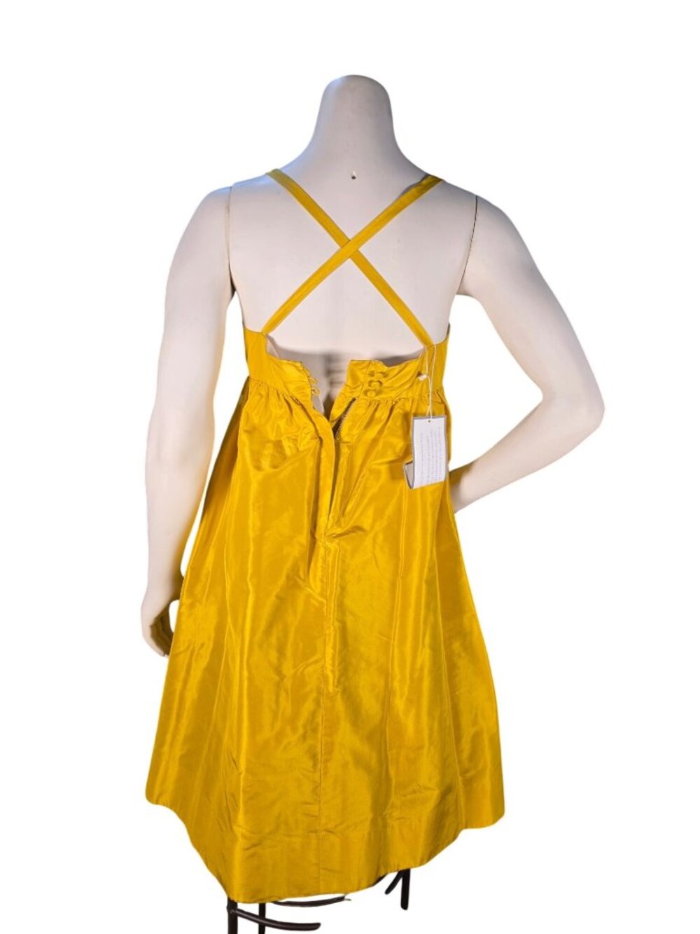 NWT J.Crew Silk Taffeta Babydoll Dress Yellow Gold - Picture 3 of 16